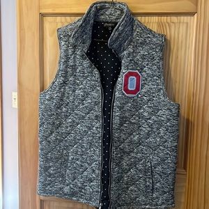 The Ohio State quilted vest, dark grey and black with black/white polka liner